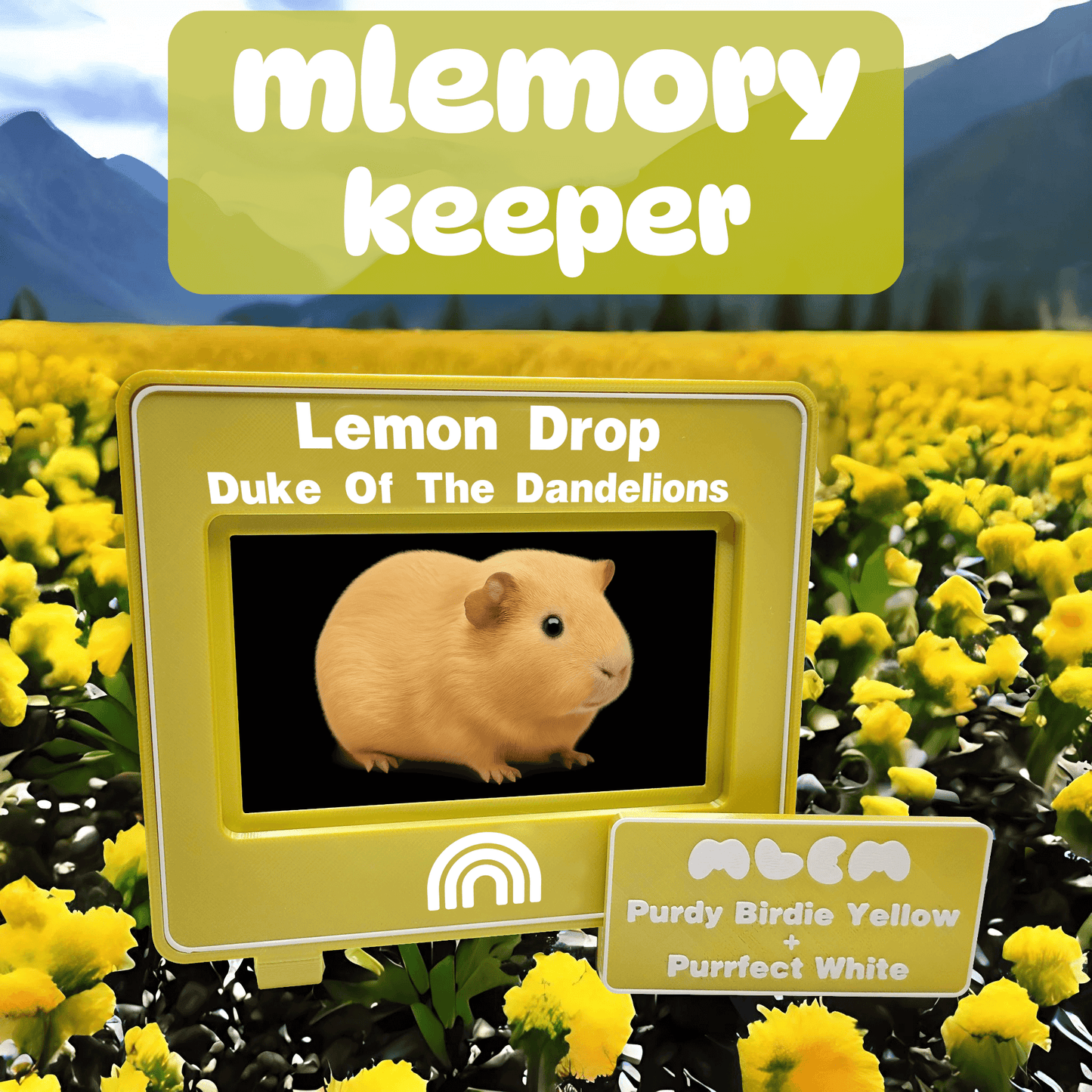 mlemory keeper - purdie birdie yellow & purrfect white