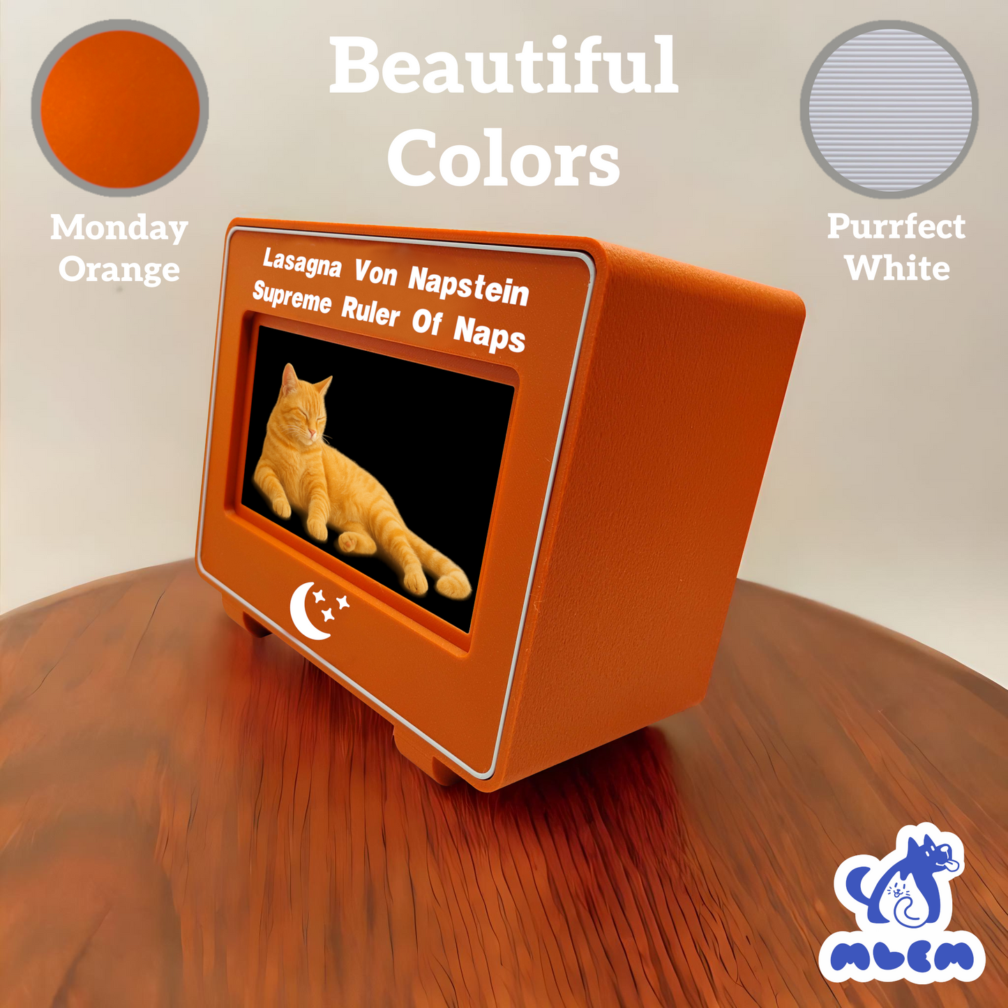 mlemory keeper - monday orange + purrfect white