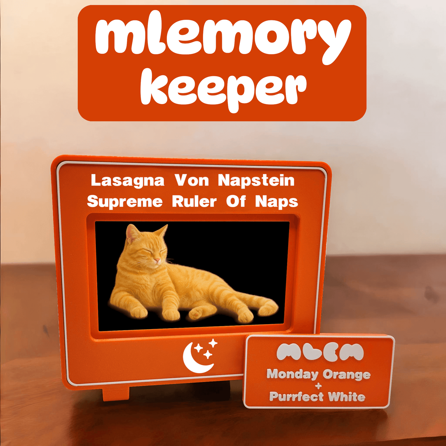 mlemory keeper™ - monday orange + purrfect white
