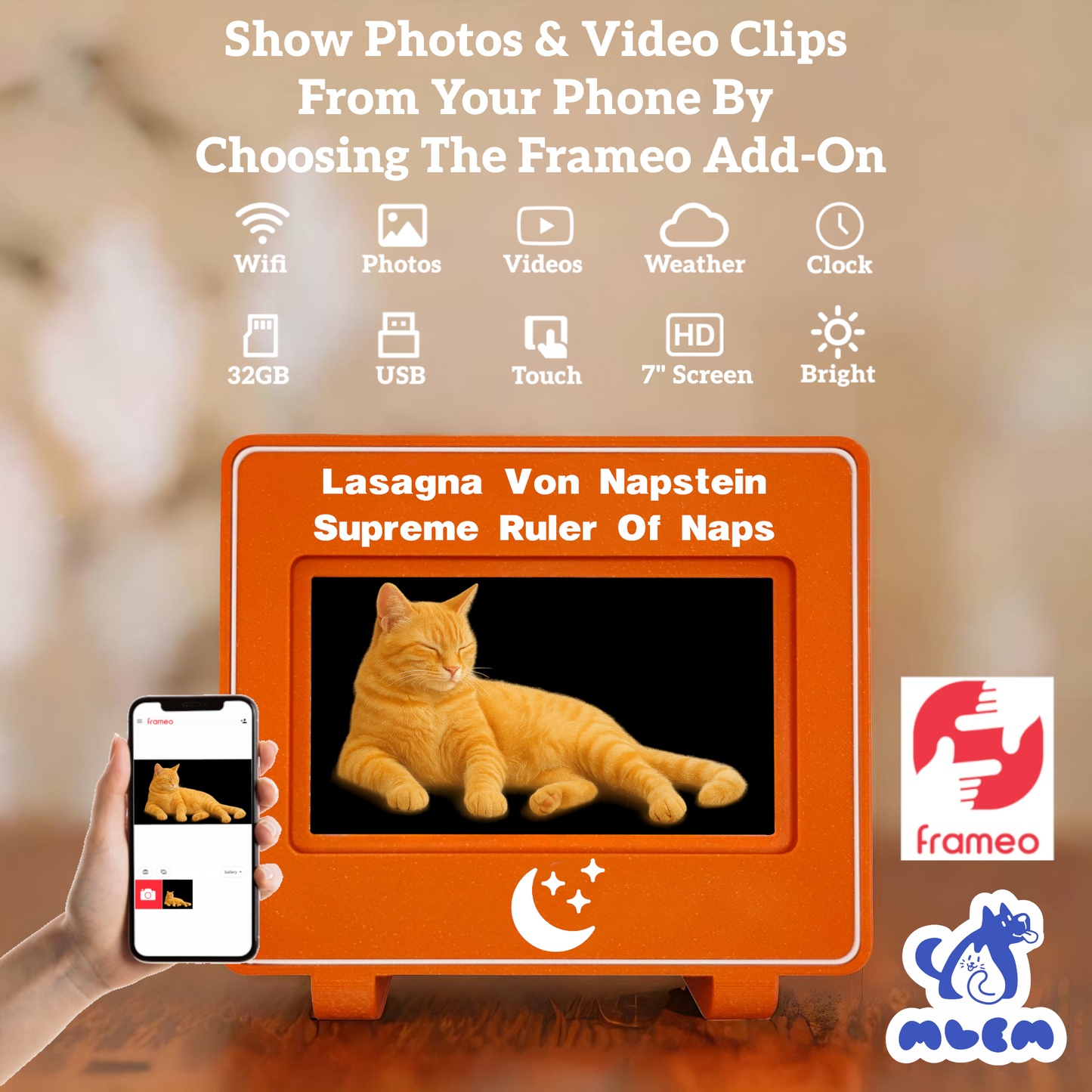 mlemory keeper - monday orange + purrfect white