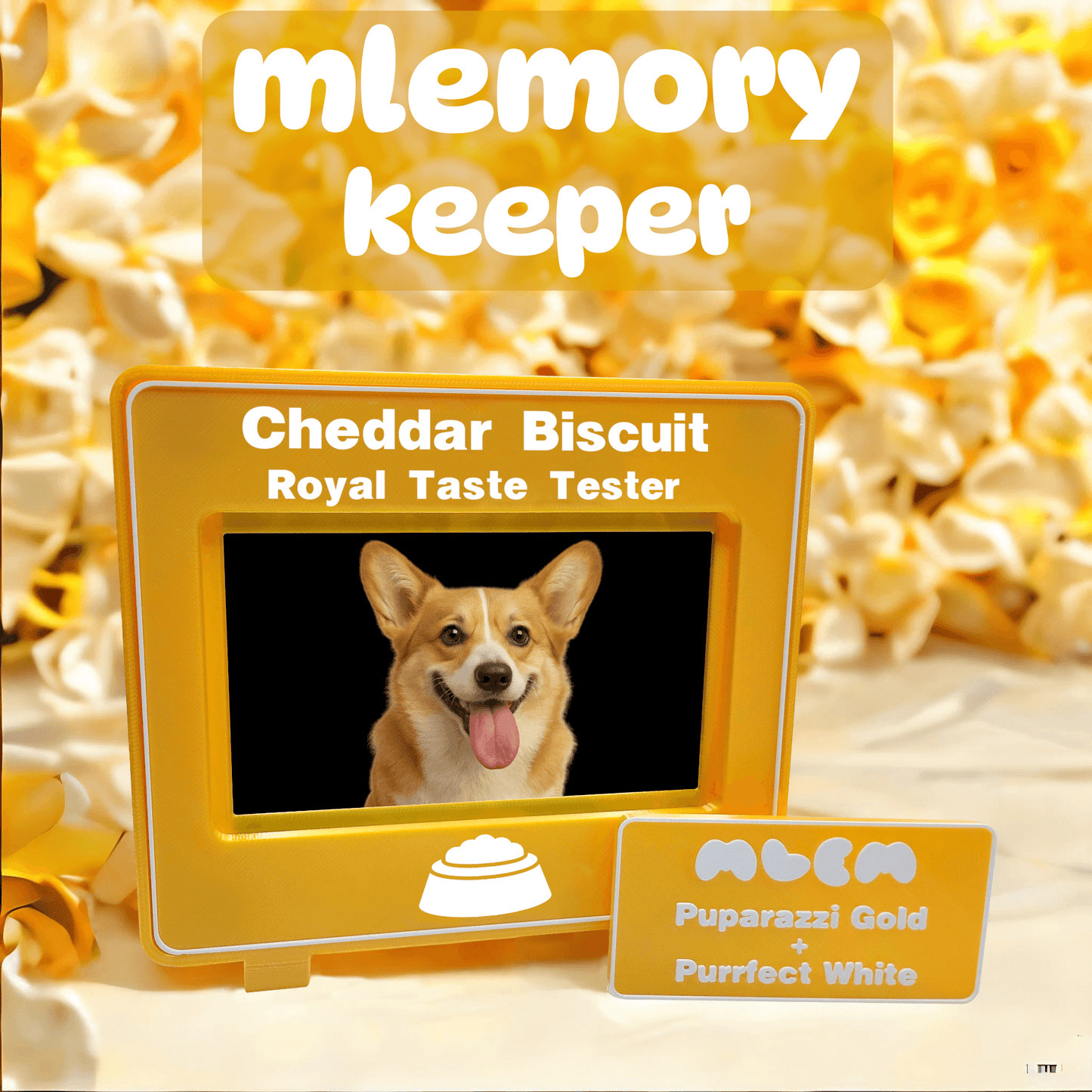 mlemory keeper - puparazzi gold + purrfect white