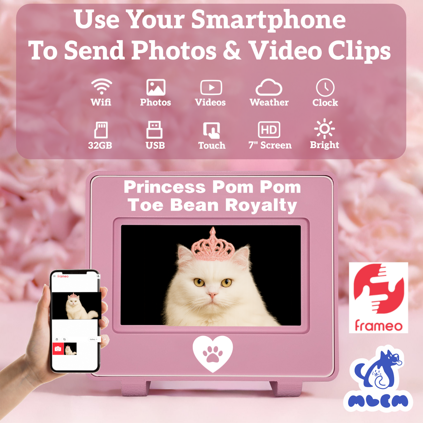 mlemory keeper - toe beans pink + purrfect white